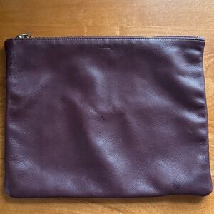 Large oxblood leather baggu flat zip pouch